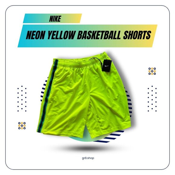 Nike Neon Yellow Basketball Shorts Mens Size L Training Lightweight Activewear - Picture 1 of 6
